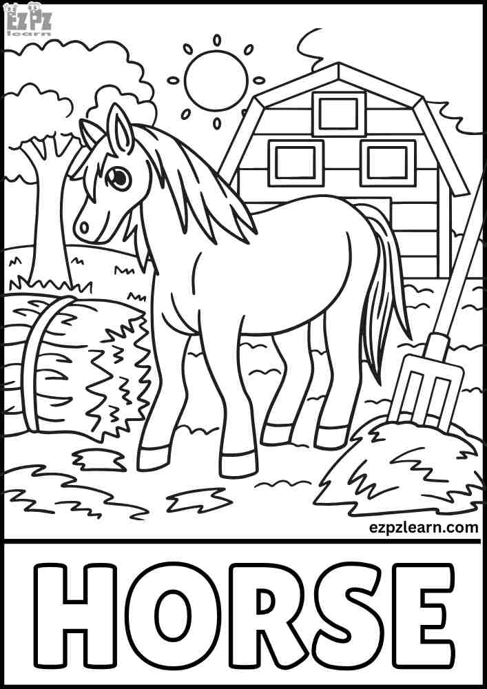 Horse Interactive Coloring Page. Color Online or Download PDF